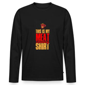 Barbeque This Is My Meat Smoking Shirt - Men's Premium Organic Long Sleeve Shirt - black - Front - Nico (187cm)