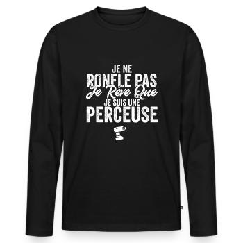 Perceuse Hurmour Bricolage pour Papa Bricoleur - T-shirt manches longues Premium bio Homme - noir - Devant - Nico (187cm)