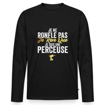 Perceuse Hurmour Bricolage pour Papa Bricoleur - T-shirt manches longues Premium bio Homme - noir - Devant - Nico (187cm)