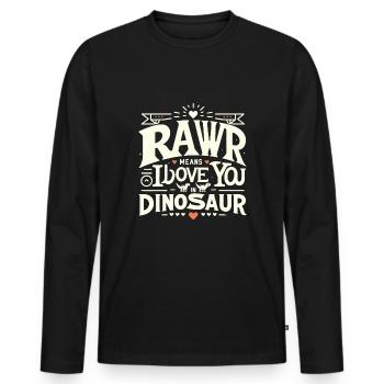 Dinosaure Humour Saint Valentin Phrases Drôles - T-shirt manches longues Premium bio Homme - noir - Devant - Nico (187cm)