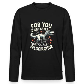 Vélociraptor Humour St Valentin Cadeau Dinosaure - T-shirt manches longues Premium bio Homme - noir - Devant - Nico (187cm)