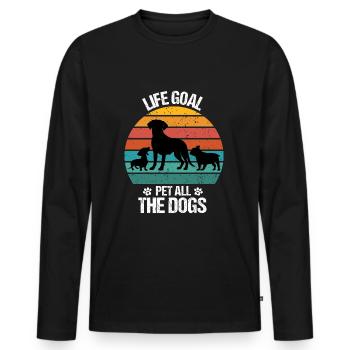 Dog Dog Dog Lover Dog Owner Retro Wau - Men's Premium Organic Long Sleeve Shirt - black - Front - Nico (187cm)