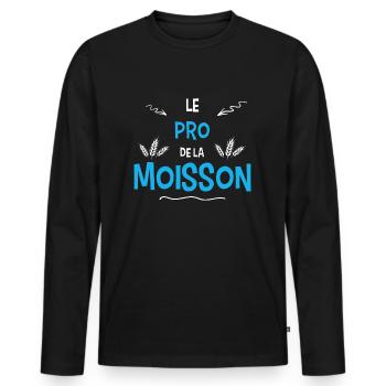 Moisson agriculteur moissonneuse blé cadeau - T-shirt manches longues Premium bio Homme - noir - Devant - Nico (187cm)
