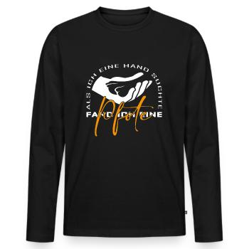 Als ich eine Hand suchte fand ich eine Pfote - Männer Premium Bio Langarmshirt - Schwarz - Vorne - Nico (187cm)