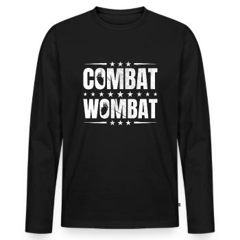 Drôle de dicton wombat australien - T-shirt manches longues Premium bio Homme - noir - Devant - Nico (187cm)