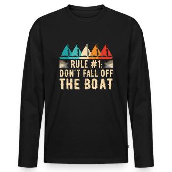 Drôle de dicton de voilier pour le capitaine du bateau - T-shirt manches longues Premium bio Homme - noir - Devant - Nico (187cm)