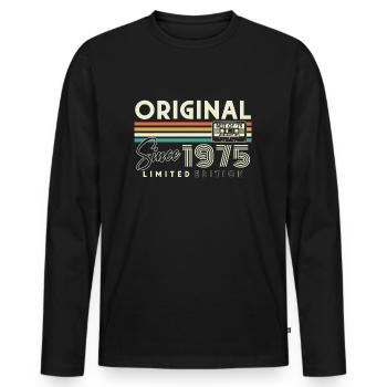 Original 1975 Jahrgang Vintage Retro Geburtstag - Männer Premium Bio Langarmshirt - Schwarz - Vorne - Nico (187cm)