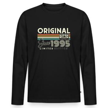 Original 1995 Vintage Vintage Rétro Anniversaire - T-shirt manches longues Premium bio Homme - noir - Devant - Nico (187cm)