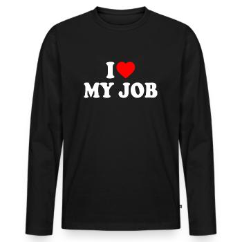 I love my job - Men's Premium Organic Long Sleeve Shirt - black - Front - Nico (187cm)
