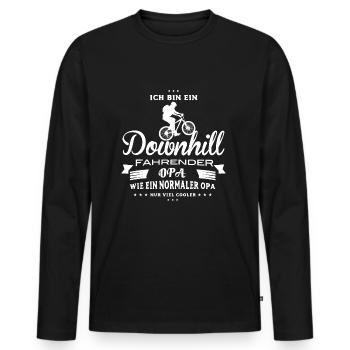 Downhill Chemise fraîche Grand-père - T-shirt manches longues Premium bio Homme - noir - Devant - Nico (187cm)