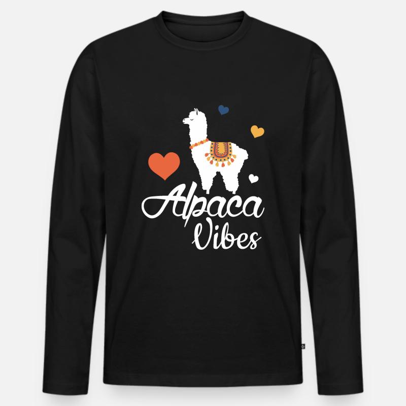 Alpaca Vibes - Männer Premium Bio Langarmshirt - Schwarz