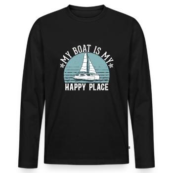 Catamaran Captain Sailboat - Men's Premium Organic Long Sleeve Shirt - black - Front - Nico (187cm)