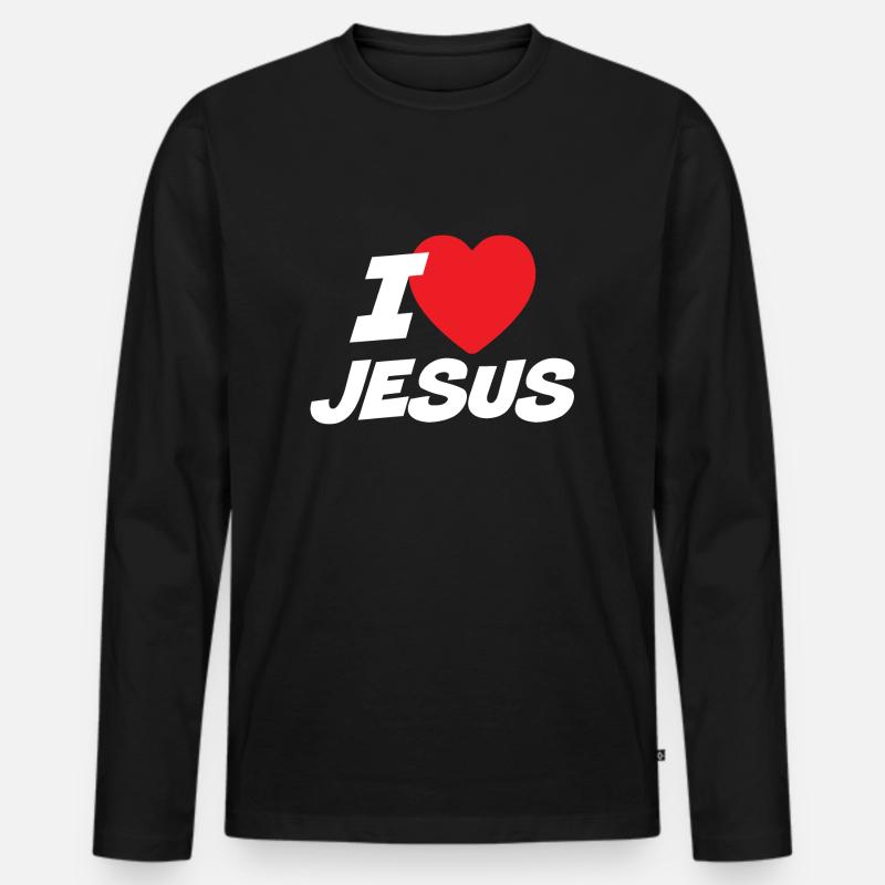 Ich liebe Jesus - Männer Premium Bio Langarmshirt - Schwarz