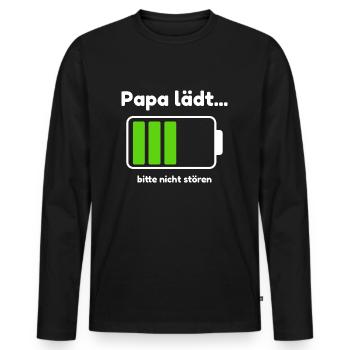 Papa lädt... bitte nicht stören – Lustig & ehrlich - Männer Premium Bio Langarmshirt - Schwarz - Vorne - Nico (187cm)