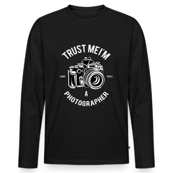 Fotograf Trust me Vintage Kamera Cool Pic Shot - Männer Premium Bio Langarmshirt - Schwarz - Vorne - Nico (187cm)