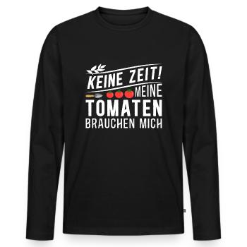 Keine Zeit Meine Tomaten Brauchen Mich - Männer Premium Bio Langarmshirt - Schwarz - Vorne - Nico (187cm)