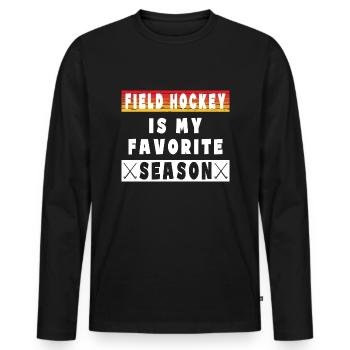 Le hockey sur gazon est ma saison préférée de hockey en salle - T-shirt manches longues Premium bio Homme - noir - Devant - Nico (187cm)