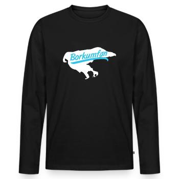 T-Shirt Borkumfan - I love Borkum - Gift - Men's Premium Organic Long Sleeve Shirt - black - Front - Nico (187cm)