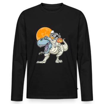 Squelette Équitation Maman Dinosaure - T-shirt manches longues Premium bio Homme - noir - Devant - Nico (187cm)
