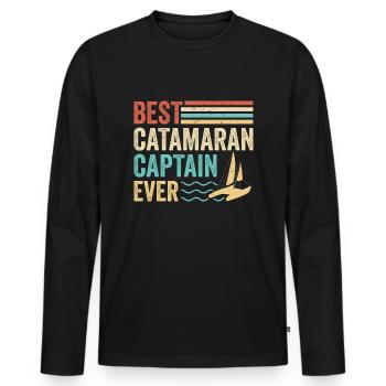 Catamaran Sailing Sailor Best Catamaran Captain - Men's Premium Organic Long Sleeve Shirt - black - Front - Nico (187cm)