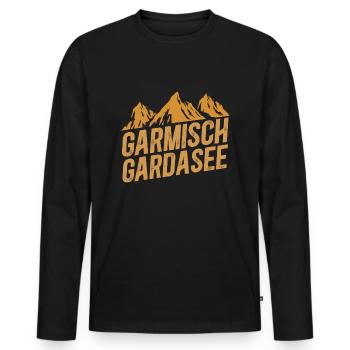 Alpenüberquerung Garmisch Gardasee - Männer Premium Bio Langarmshirt - Schwarz - Vorne - Nico (187cm)