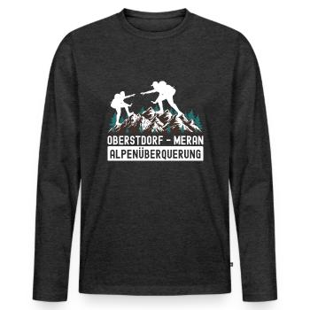 Alpenüberquerung Oberstdorf Meran E5 Fernwanderweg - Männer Premium Bio Langarmshirt - Anthrazit meliert - Vorne - Nico (187cm)