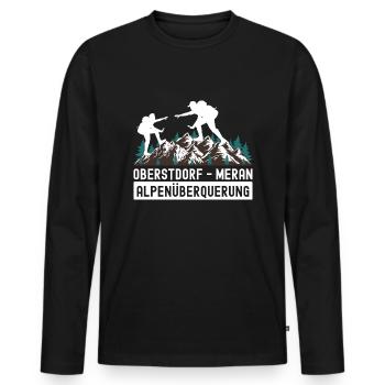 Crossing the Alps Oberstdorf Merano E5 long-distance hiking trail - Men's Premium Organic Long Sleeve Shirt - black - Front - Nico (187cm)