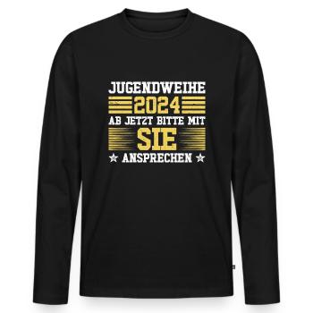 Jugendweihe 2024 Ab Jetzt Bitte Mit Sie Ansprechen - Männer Premium Bio Langarmshirt - Schwarz - Vorne - Nico (187cm)