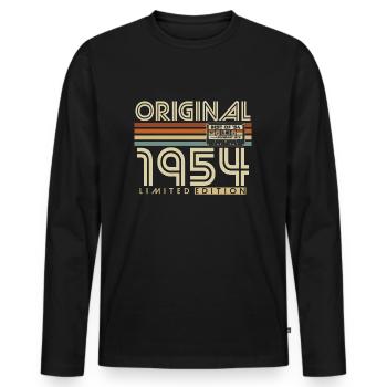 Original 1954 Vintage Anniversaire Rétro - T-shirt manches longues Premium bio Homme - noir - Devant - Nico (187cm)