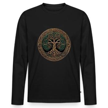 Keltischer Baum des Lebens - Verkörpere die tiefe - Männer Premium Bio Langarmshirt - Schwarz - Vorne - Nico (187cm)