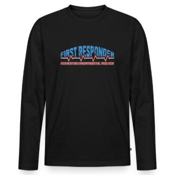 First Responder mit Herzschlag und coolen Spruch - Männer Premium Bio Langarmshirt - Schwarz - Vorne - Nico (187cm)