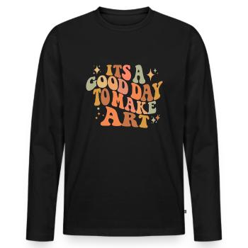 Professeur d’art Drôle de dicteur Cours d’art Cours d’art - T-shirt manches longues Premium bio Homme - noir - Devant - Nico (187cm)