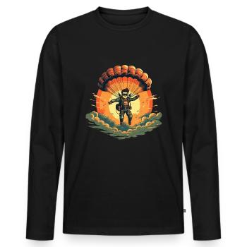 Aventure de parachutisme - Fun Skydiver - T-shirt manches longues Premium bio Homme - noir - Devant - Nico (187cm)