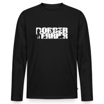 BORDER TERRIER Chien de chasse Wilsigns Chasseurs - T-shirt manches longues Premium bio Homme - noir - Devant - Nico (187cm)