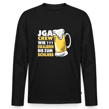 JGA Crew Wir Eskalieren Bis Zum Schluss Gruppen - Männer Premium Bio Langarmshirt - Schwarz - Vorne - Nico (187cm)