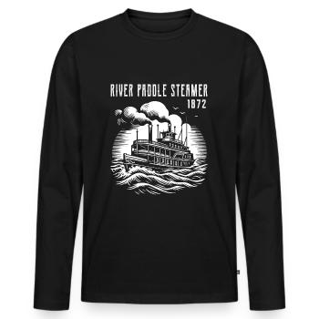 Paddle Steamer Mississippi T-Shirt 19th Century Sti - Men's Premium Organic Long Sleeve Shirt - black - Front - Nico (187cm)