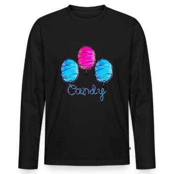 cotton candy - Men's Premium Organic Long Sleeve Shirt - black - Front - Nico (187cm)