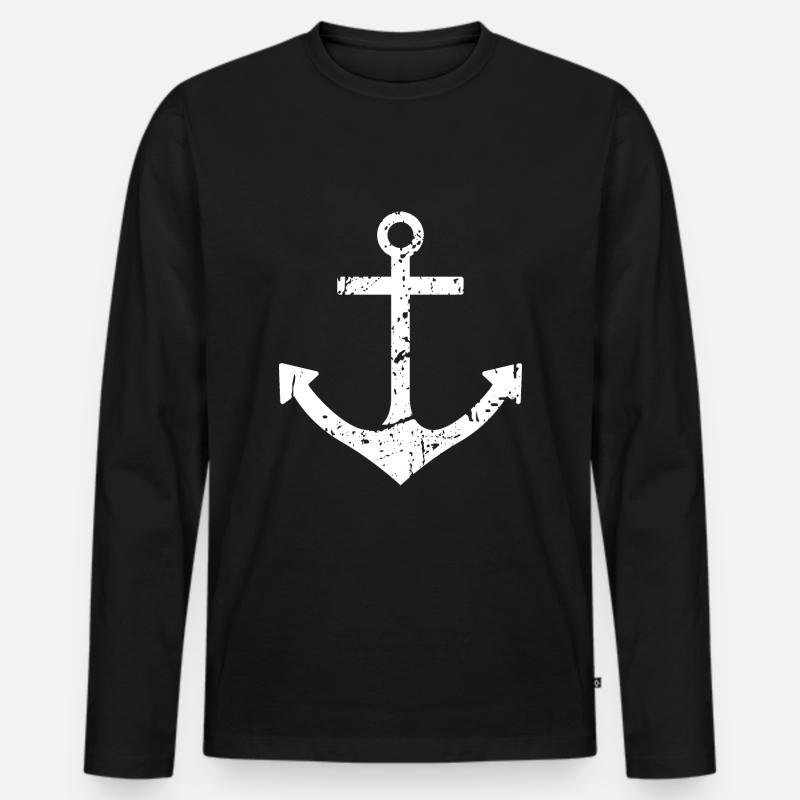 Anker - Männer Premium Bio Langarmshirt - Schwarz