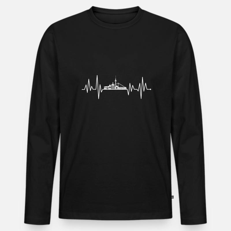Mannheim Skyline Herzschlag - Männer Premium Bio Langarmshirt - Schwarz