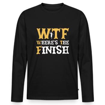 WTF Wo ist das Ziel - Running Runner - Männer Premium Bio Langarmshirt - Schwarz - Vorne - Nico (187cm)