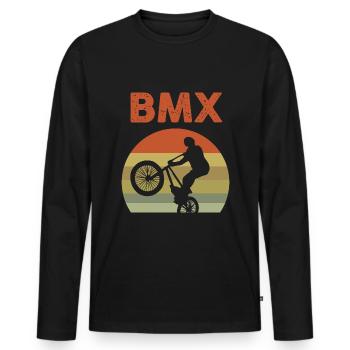 BMX Freestyle Sport Kinder und Herren - Männer Premium Bio Langarmshirt - Schwarz - Vorne - Nico (187cm)