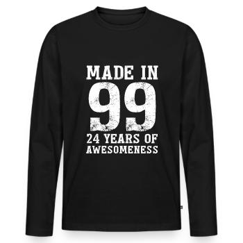 Réalisé en 1999 « 24 ans de fascination » - T-shirt manches longues Premium bio Homme - noir - Devant - Nico (187cm)