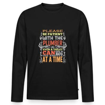 Plumber Saying Funny Gift - Men's Premium Organic Long Sleeve Shirt - black - Front - Nico (187cm)