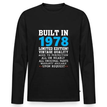 Erbaut im Jahre 1978 - Built in 1978 - Männer Premium Bio Langarmshirt - Schwarz - Vorne - Nico (187cm)