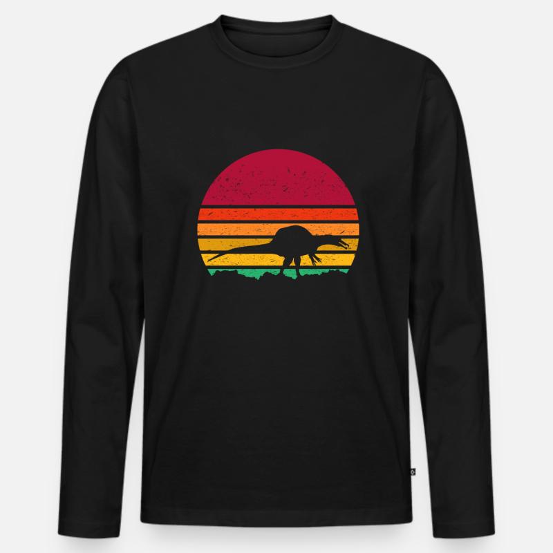 Spinosaurus Retro Style - Männer Premium Bio Langarmshirt - Schwarz