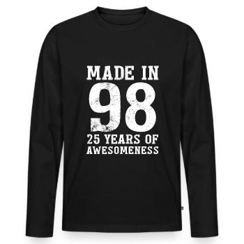 Réalisé en 1998 « 25 ans de fascination » - T-shirt manches longues Premium bio Homme - noir - Devant - Nico (187cm)