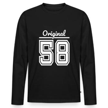 1958 Année de naissance, année de naissance / 58e anniversaire, âge - T-shirt manches longues Premium bio Homme - noir - Devant - Nico (187cm)