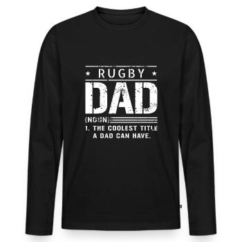 Coolest Papa Rugby Rugby Player - Men's Premium Organic Long Sleeve Shirt - black - Front - Nico (187cm)