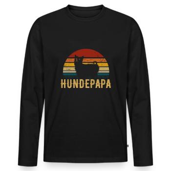 Hundepapa eines Yorkshire Terrier - Männer Premium Bio Langarmshirt - Schwarz - Vorne - Nico (187cm)