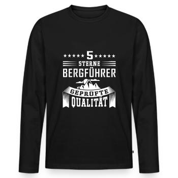 Bergführer Spruch Geprüfte Qualität - Männer Premium Bio Langarmshirt - Schwarz - Vorne - Nico (187cm)